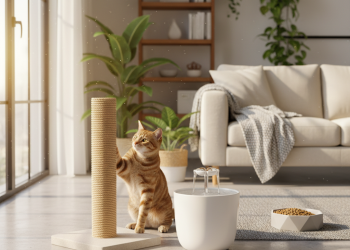 A beautifully lit, cozy living room in a modern home