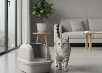 A pristine, minimalist living room with soft, natural morning light filtering through a large window