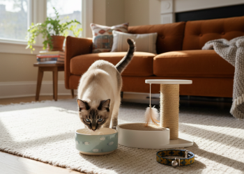 A photorealistic image of a cozy living room