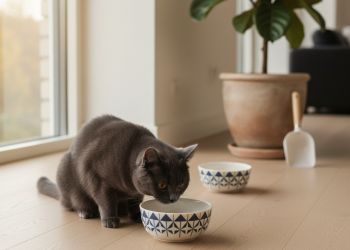 A photorealistic shot of a sophisticated, sunlit living room with minimalist Scandinavian decor